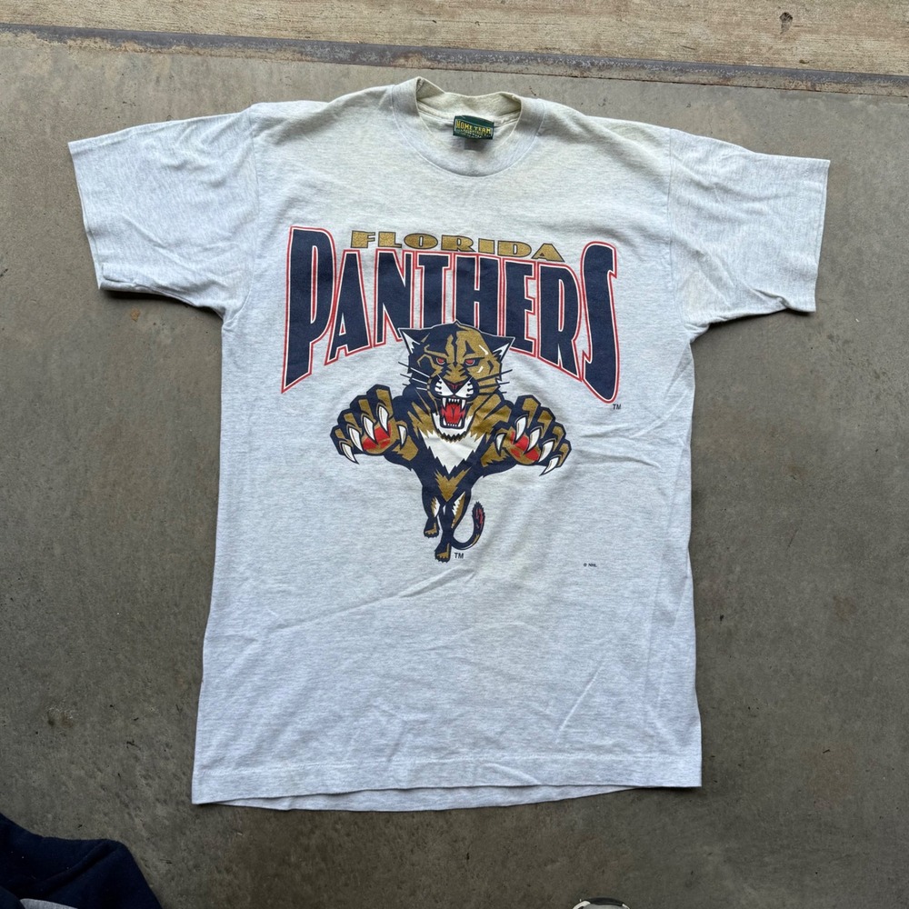 Vintage Florida Panthers T Shirt Mens Large Gray NHL Hockey Home Team Advantage